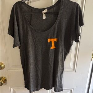 Women's Gray Scoop Neck Tee with Orange 'T' Logo